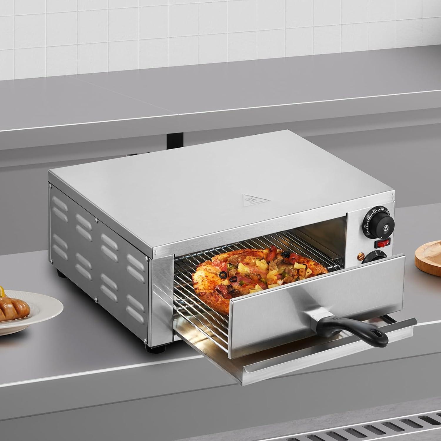 image:imageVEVOR Pizza Oven Electric 24 Commercial Countertop Pizza Oven 842F Max Temp 4200W Indoor Pizza Maker with Thermometer Dual Temp Control Knob Even Heat Pizza Cooker for Restaurant and Home Use12 Inch Single Layer Pizza Oven