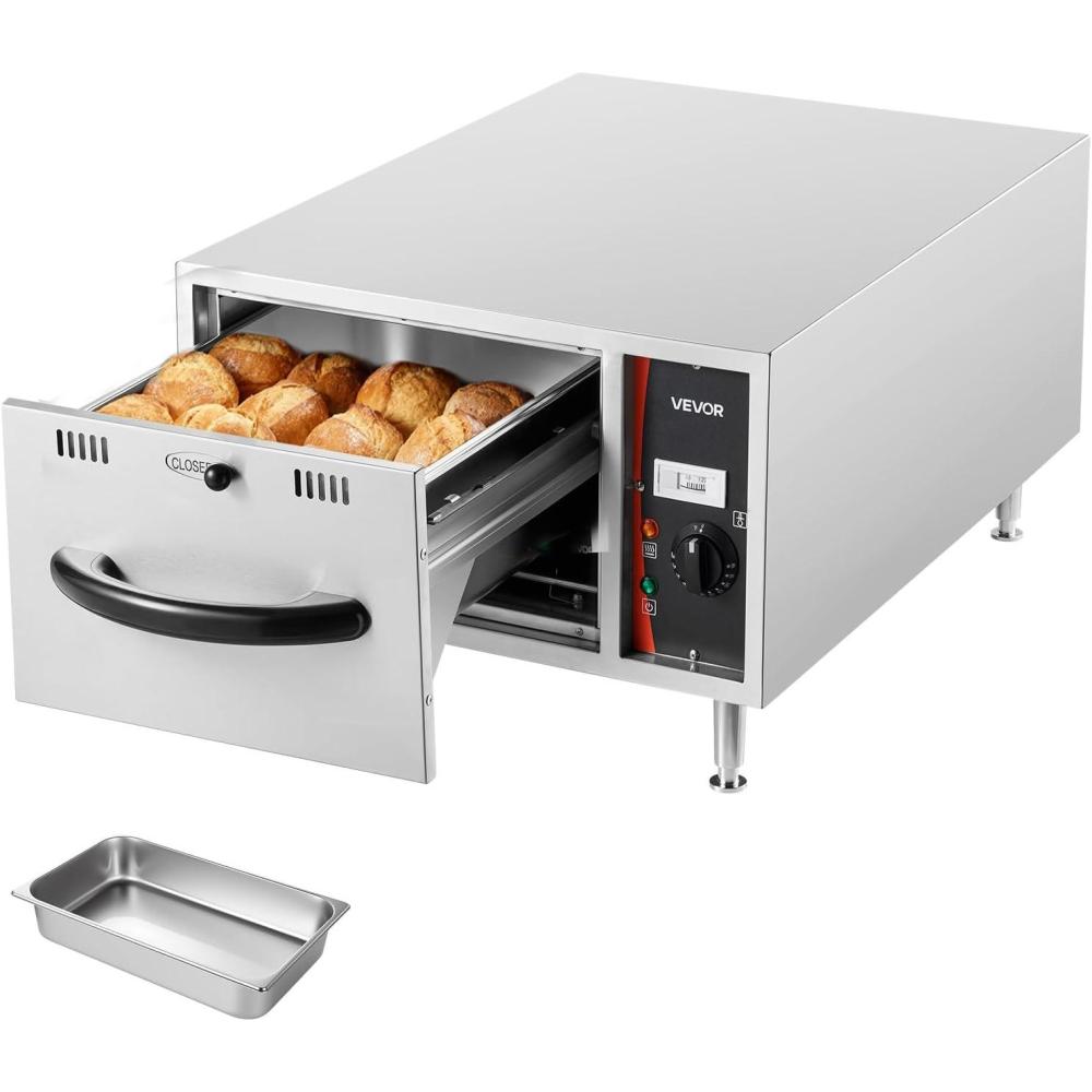 image:imageVEVOR Commercial Electric Drawer Warmer SingleDrawer Stainless Steel Food Warmer Freestanding Compact Warming Drawer Cabinet 85F185F Wide Temperature Range for Restaurant Hotel amp BakerySingle Drawer