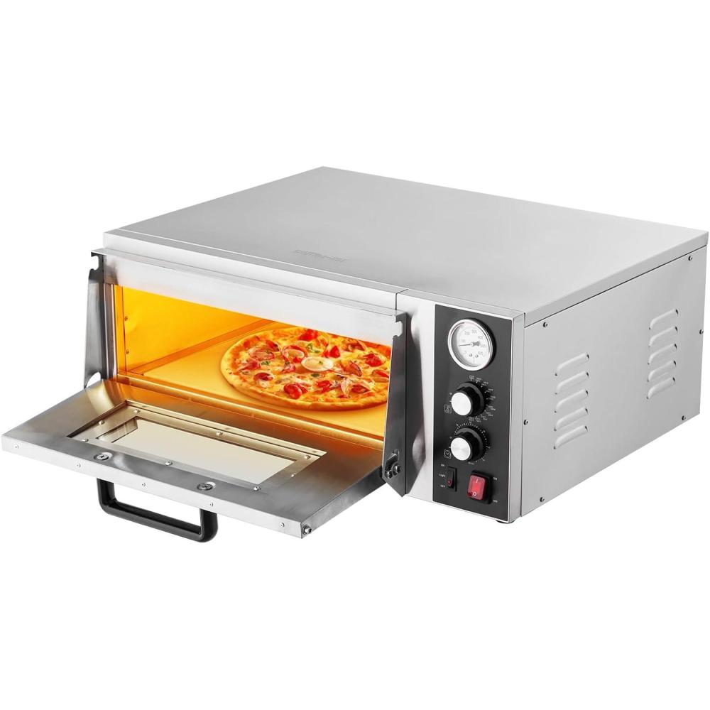 image:imageVEVOR Electric Pizza Oven 18Inch Commercial Pizza Ovens 752F Max Temp 1740W Large Pizza Oven Countertop with Temp amp Time Control Built in Thermometer Indoor Pizza Maker for Restaurant Home Use18inch Single Layer