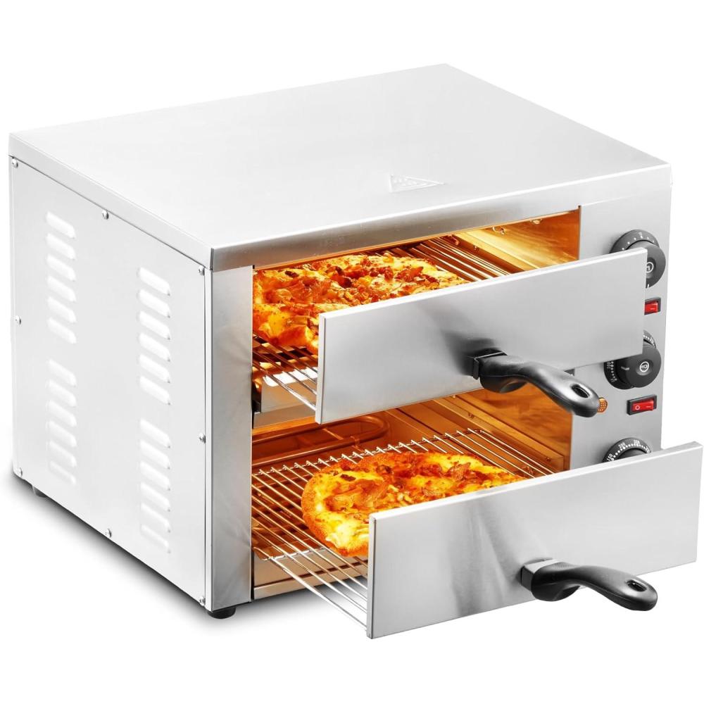 image:imageVEVOR Electric Pizza Oven for Countertops 12inch 1700W with Temp Control amp 060 Min Timer Even Baking Technology amp Easy Clean Crumb Tray Ideal for Both Commercial amp Home Kitchens12Inch Dual Layer