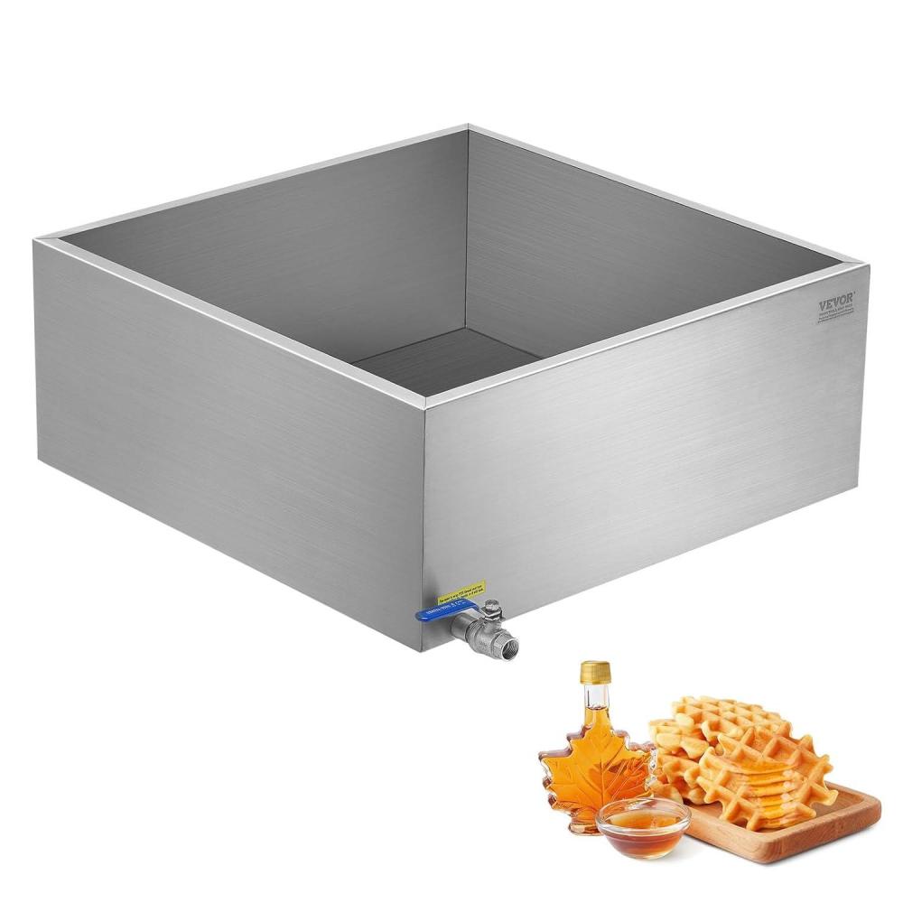 image:imageVEVOR Maple Syrup Evaporator Pan 112 Gal 24 x 18 x 6 Inch Maple Syrup 304 Stainless Steel Maple Syrup Pan Evaporator Pan with 1 Valve and 3 Heating Methods for Home Outdoor24 x 24 x 10 Inch