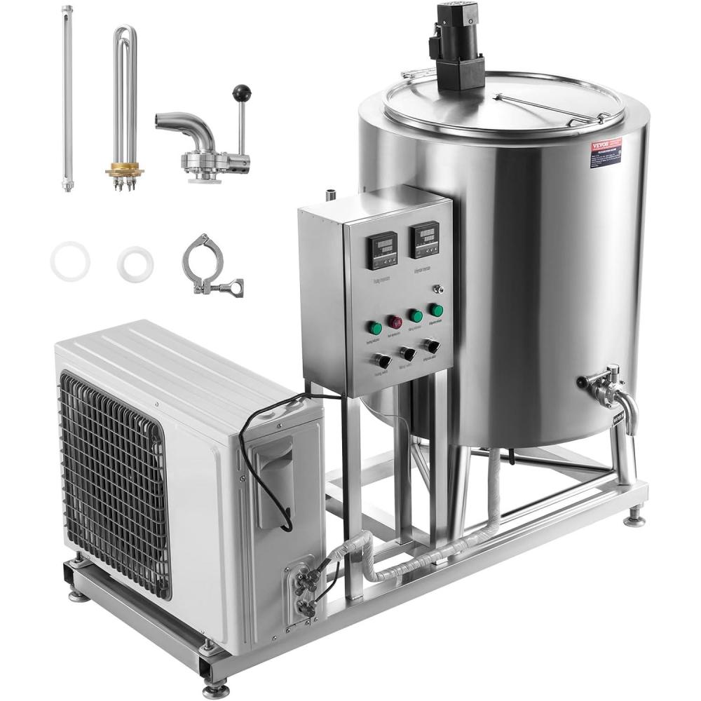 image:imageVEVOR Milk Pasteurizer 150L Commercial Milk Pasteurization Machine Food Grade 304 Stainless Steel Professional Pasteurization with Time and Temperature Control for Milk Juice Yogurt Sterilization150L