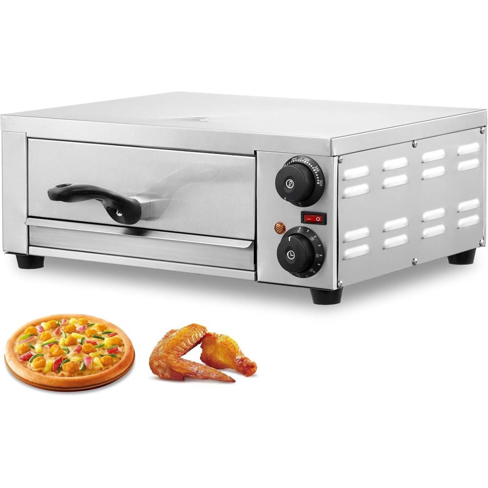image:imageVEVOR Pizza Oven Electric 24 Commercial Countertop Pizza Oven 842F Max Temp 4200W Indoor Pizza Maker with Thermometer Dual Temp Control Knob Even Heat Pizza Cooker for Restaurant and Home Use12 Inch Single Layer Pizza Oven