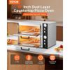 VEVOR 12″ Electric Pizza Oven Countertop, Stainless Steel Pizza Maker Machine with Pizza Stone and Spatula, Heats up to 850°F, Multipurpose Indoor & Outdoor Pizza Cooker for Restaurant Home Camping(18 Inch Dual Layer)