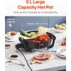 VEVOR Electric Hot Pot, 1360W 5 L Double-flavor Shabu Shabu Pot, Non-Stick Electric Cooker with Divider, Clear Glass Lid, Temperature control, Chinese Hotpot for 6-10 People Family Dinning & Party(5 L)