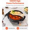 VEVOR Electric Hot Pot, 1360W 5 L Double-flavor Shabu Shabu Pot, Non-Stick Electric Cooker with Divider, Clear Glass Lid, Temperature control, Chinese Hotpot for 6-10 People Family Dinning & Party(5 L)