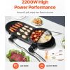 VEVOR Hot Pot with Grill, 2300W 2-in-1 Electric Smokeless Grill and Hot Pot, Removable Shabu-shabu Hotpot with Non-stick Pan, Separate Dual Temperature Control, Indoor Korean BBQ for 1-6 People(2200W 2-in-1)