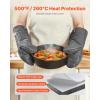VEVOR Oven Mitts, Mini Oven Mitt Set with Non-Slip Silicone Strips, High Heat Resistant to 500℉, Lightweight Cotton Baking Mitts 13.07 x 6.1 inch with 2 No-Marks Hooks for Home, Kitchen, 2 Piece(Gray)