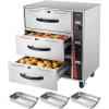 VEVOR Commercial Electric Drawer Warmer, Single-Drawer Stainless Steel Food Warmer, Freestanding Standard Warming Drawer Cabinet, 85°F–185°F Wide Temperature Range, for Restaurant, Hotel & Bakery(Three Drawer)
