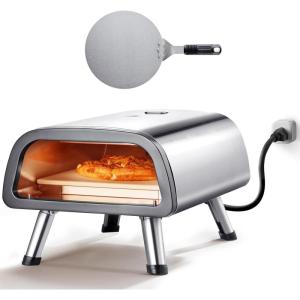 VEVOR 12″ Electric Pizza Oven Countertop, Stainless Steel Pizza Maker Machine with Pizza Stone and Spatula, Heats up to 850°F, Multipurpose Indoor & Outdoor Pizza Cooker for Restaurant Home Camping(12 Inch Electric Pizza Oven)