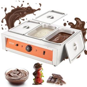 VEVOR Chocolate Tempering Machine, 26.5 Lbs 3 Tanks Chocolate Melting Pot Temp Control 86~185℉, 1500W Stainless Steel Electric Commercial Food Warmer for Chocolate/Milk/Cream Melting and Heating(26.5 Lbs)