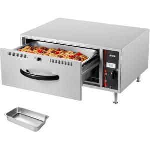 VEVOR Commercial Electric Drawer Warmer, Single-Drawer Stainless Steel Food Warmer, Freestanding Standard Warming Drawer Cabinet, 85°F–185°F Wide Temperature Range, for Restaurant, Hotel & Bakery(Single Drawer)