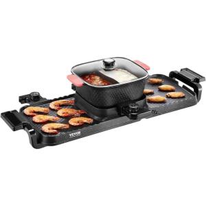 VEVOR Hot Pot with Grill, 2300W 2-in-1 Electric Smokeless Grill and Hot Pot, Removable Shabu-shabu Hotpot with Non-stick Pan, Separate Dual Temperature Control, Indoor Korean BBQ for 1-6 People(2300W 2-in-1)