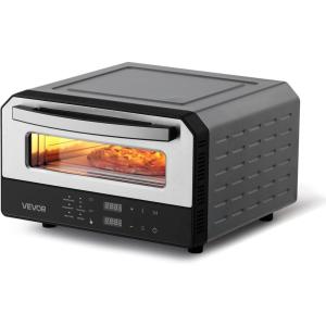 VEVOR Pizza Oven, 8 Presets Electric Pizza Ovens Air Fry Combo, 12-Inch Indoor Pizza Maker Smart Knob Control, 750°F Max Temp, IPX4 Waterproof Countertop Pizza Cooker w/Pizza Stone,Fry Basket(12 Inch Smart Pizza Oven)