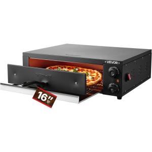 VEVOR Pizza Oven, 8 Presets Electric Pizza Ovens Air Fry Combo, 12-Inch Indoor Pizza Maker Smart Knob Control, 750°F Max Temp, IPX4 Waterproof Countertop Pizza Cooker w/Pizza Stone,Fry Basket(16 Inch Pizza Oven)
