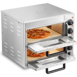 VEVOR Pizza Oven Electric, 24″ Commercial Countertop Pizza Oven, 842°F Max Temp, 4200W Indoor Pizza Maker with Thermometer, Dual Temp Control Knob, Even Heat Pizza Cooker for Restaurant and Home Use(14 Inch Dual Layer Pizza Oven)