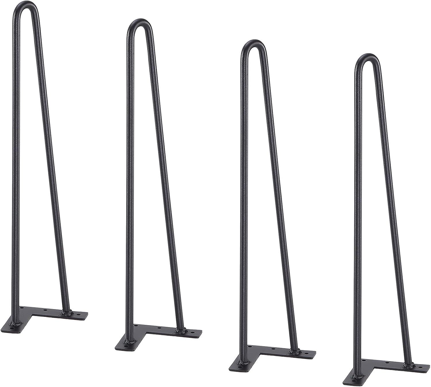 image:imageVEVOR 16 Hairpin Furniture Legs Metal Home DIY Projects for Nightstand Coffee Table Desk 500lbs Load Capacity with Rubber Floor Protectors Metal Heavy Duty Sturdy Modern Table Legs 4PCS BlackHairpin2 rods solid