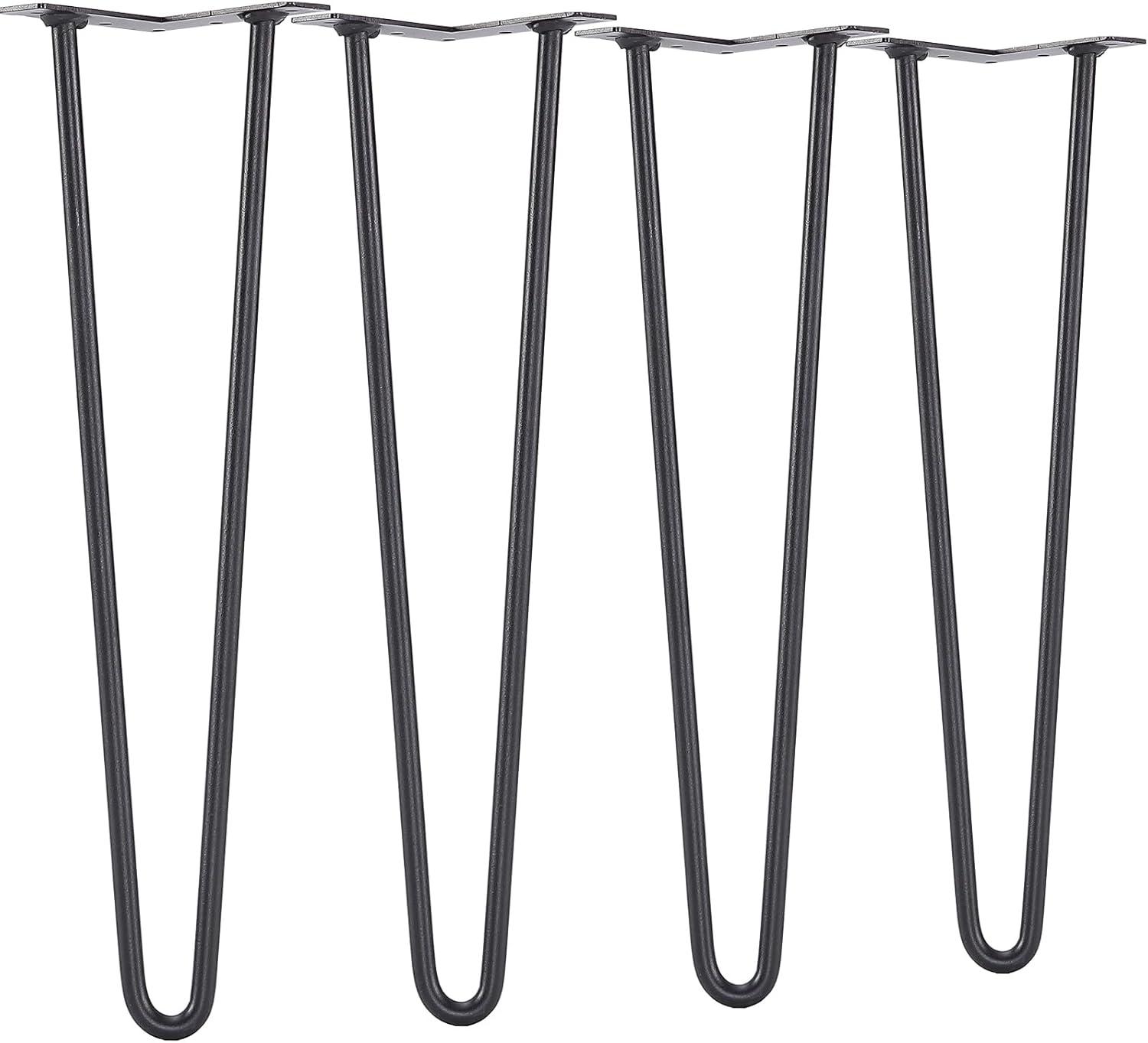 image:imageVEVOR 16 Hairpin Furniture Legs Metal Home DIY Projects for Nightstand Coffee Table Desk 500lbs Load Capacity with Rubber Floor Protectors Metal Heavy Duty Sturdy Modern Table Legs 4PCS BlackHairpin2 rods solid