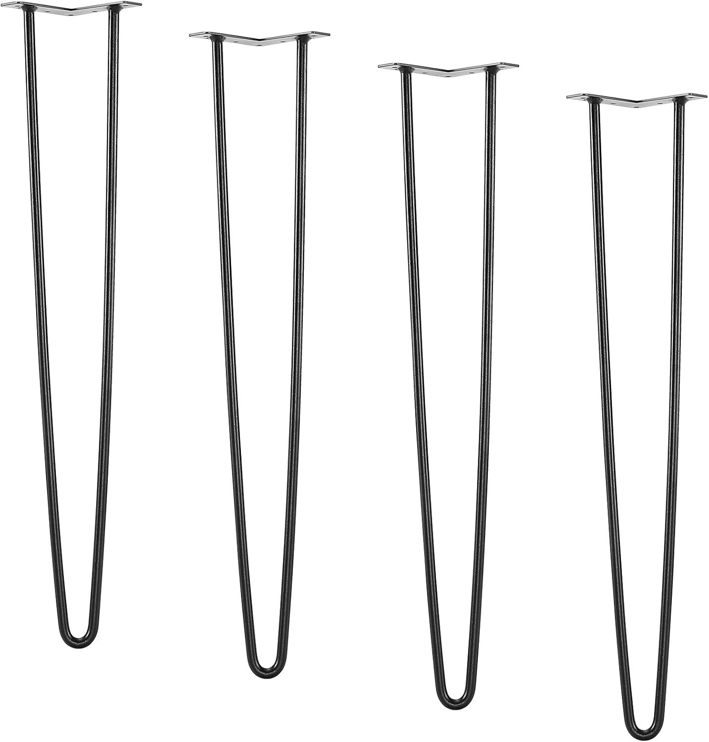 image:imageVEVOR 16 Hairpin Furniture Legs Metal Home DIY Projects for Nightstand Coffee Table Desk 500lbs Load Capacity with Rubber Floor Protectors Metal Heavy Duty Sturdy Modern Table Legs 4PCS BlackHairpin2 rods solid