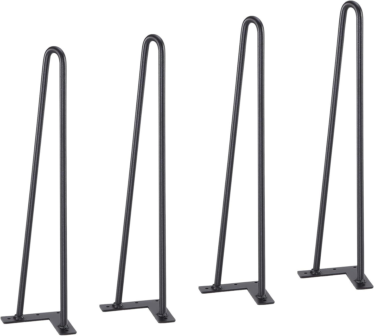 image:imageVEVOR 16 Hairpin Furniture Legs Metal Home DIY Projects for Nightstand Coffee Table Desk 500lbs Load Capacity with Rubber Floor Protectors Metal Heavy Duty Sturdy Modern Table Legs 4PCS BlackHairpin2 rods solid