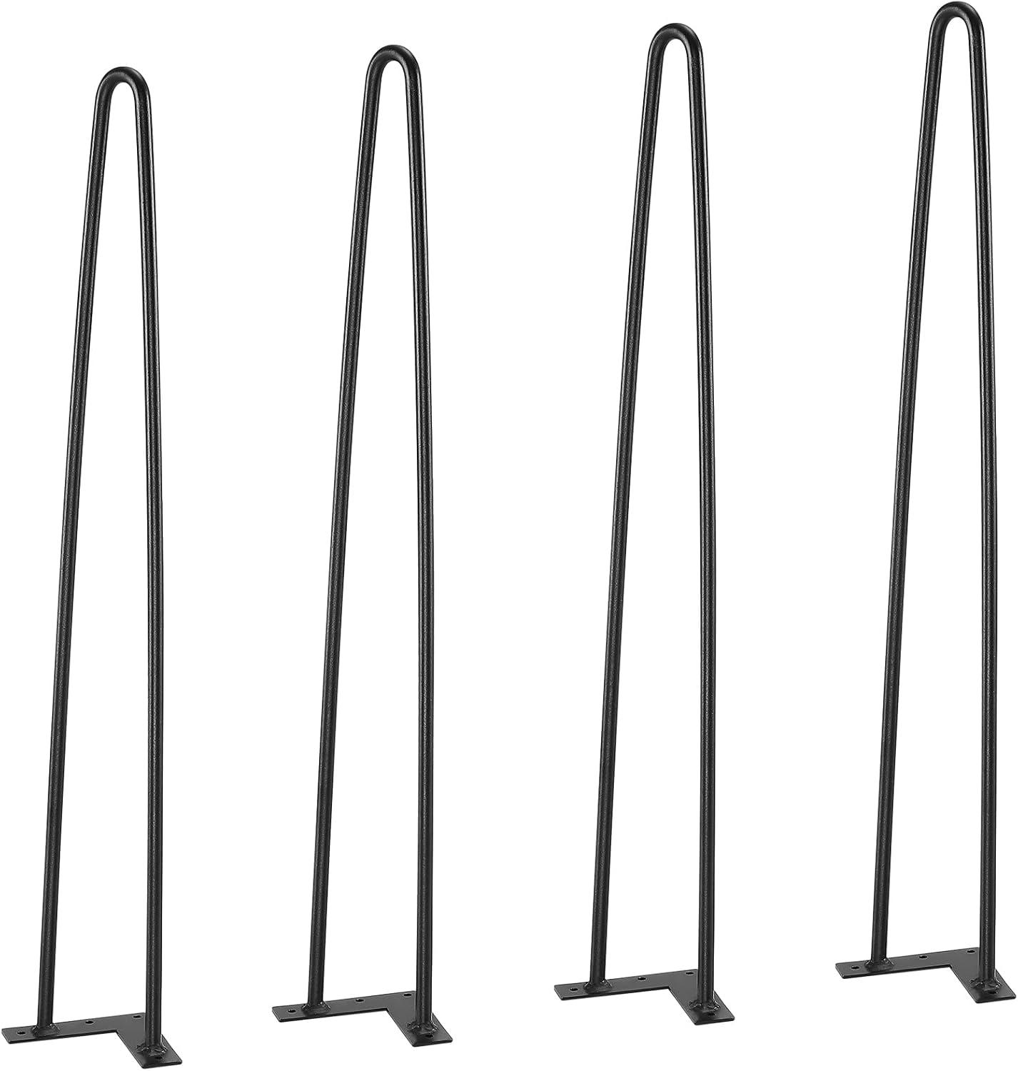 image:imageVEVOR 16 Hairpin Furniture Legs Metal Home DIY Projects for Nightstand Coffee Table Desk 500lbs Load Capacity with Rubber Floor Protectors Metal Heavy Duty Sturdy Modern Table Legs 4PCS BlackHairpin2 rods solid