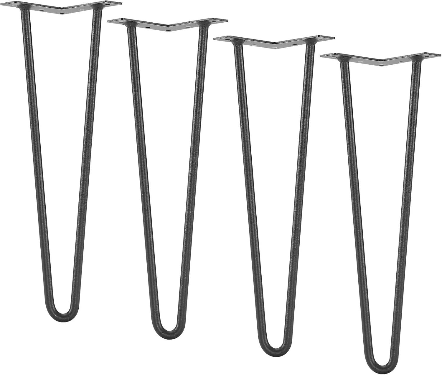 image:imageVEVOR 16 Hairpin Furniture Legs Metal Home DIY Projects for Nightstand Coffee Table Desk 500lbs Load Capacity with Rubber Floor Protectors Metal Heavy Duty Sturdy Modern Table Legs 4PCS BlackHairpin2 rods solid