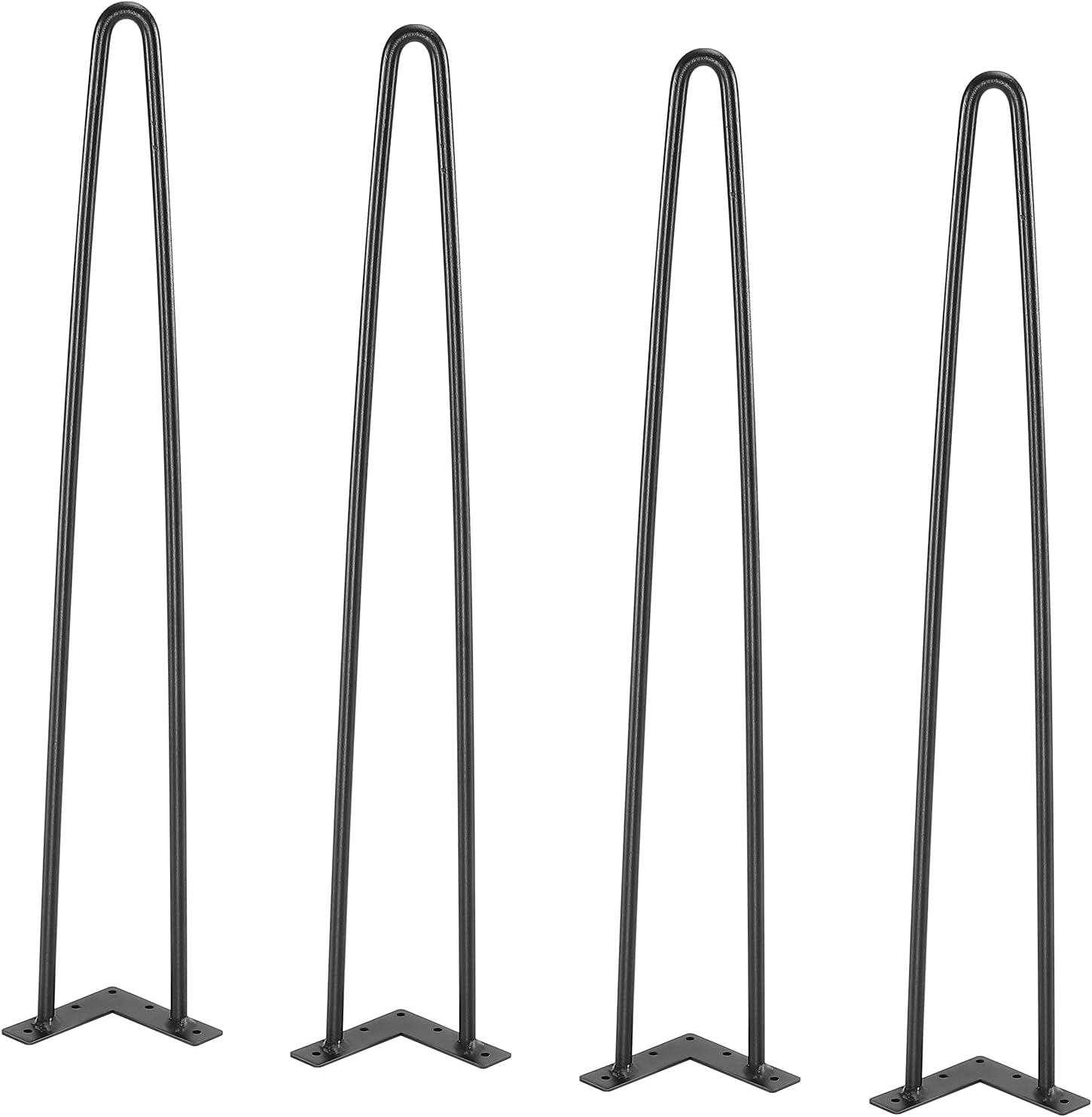 image:imageVEVOR 16 Hairpin Furniture Legs Metal Home DIY Projects for Nightstand Coffee Table Desk 500lbs Load Capacity with Rubber Floor Protectors Metal Heavy Duty Sturdy Modern Table Legs 4PCS BlackHairpin2 rods solid