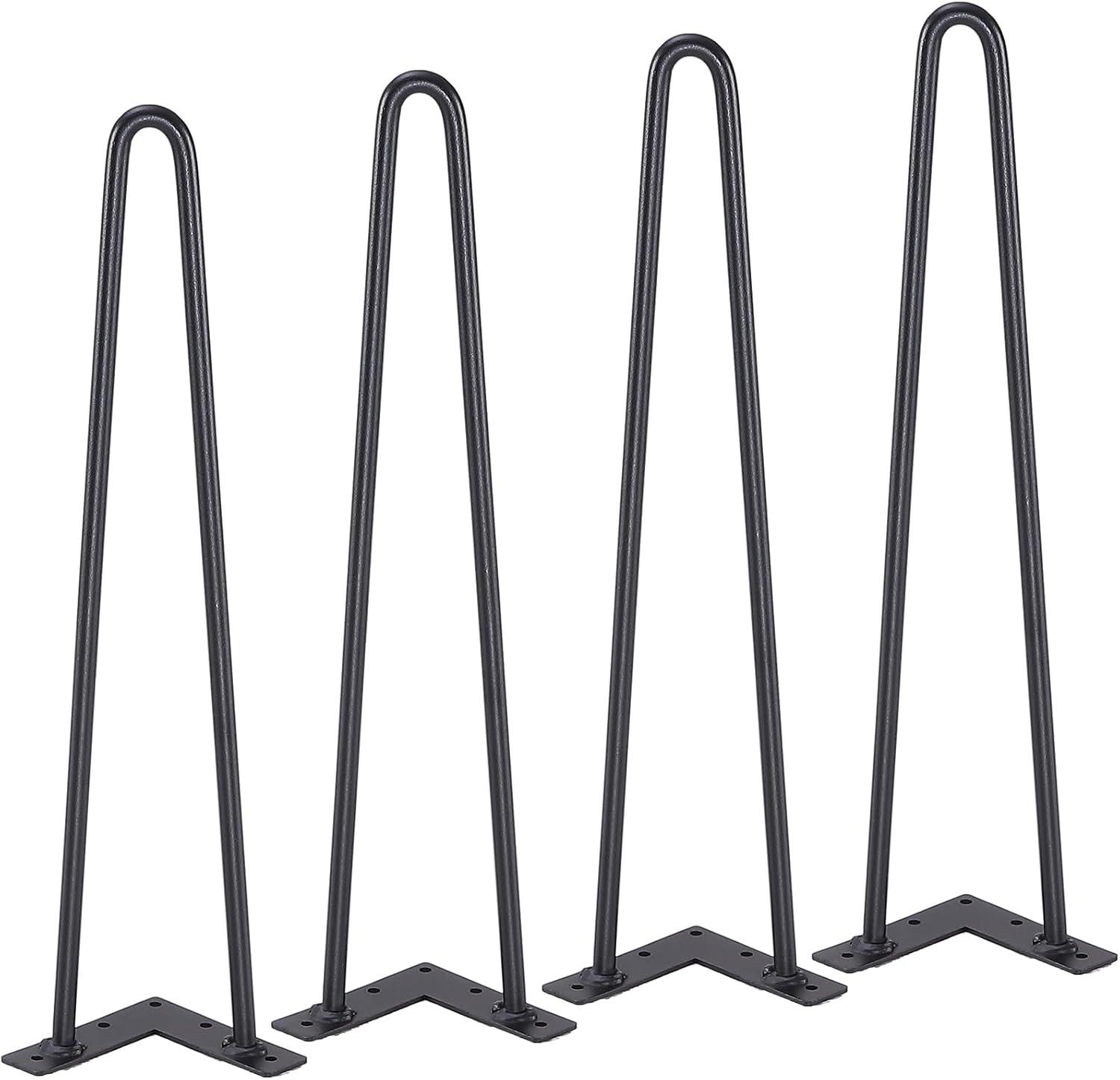 image:imageVEVOR 16 Hairpin Furniture Legs Metal Home DIY Projects for Nightstand Coffee Table Desk 500lbs Load Capacity with Rubber Floor Protectors Metal Heavy Duty Sturdy Modern Table Legs 4PCS BlackHairpin2 rods solid