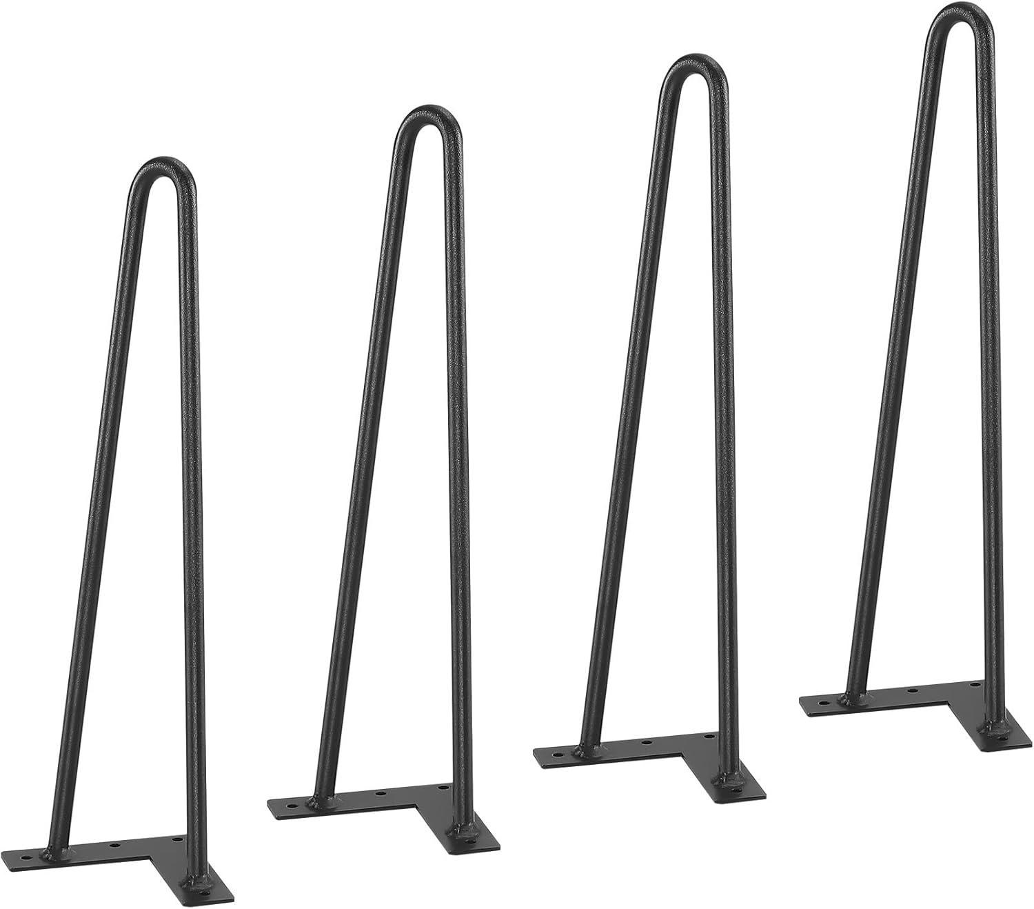 image:imageVEVOR 16 Hairpin Furniture Legs Metal Home DIY Projects for Nightstand Coffee Table Desk 500lbs Load Capacity with Rubber Floor Protectors Metal Heavy Duty Sturdy Modern Table Legs 4PCS BlackHairpin2 rods solid