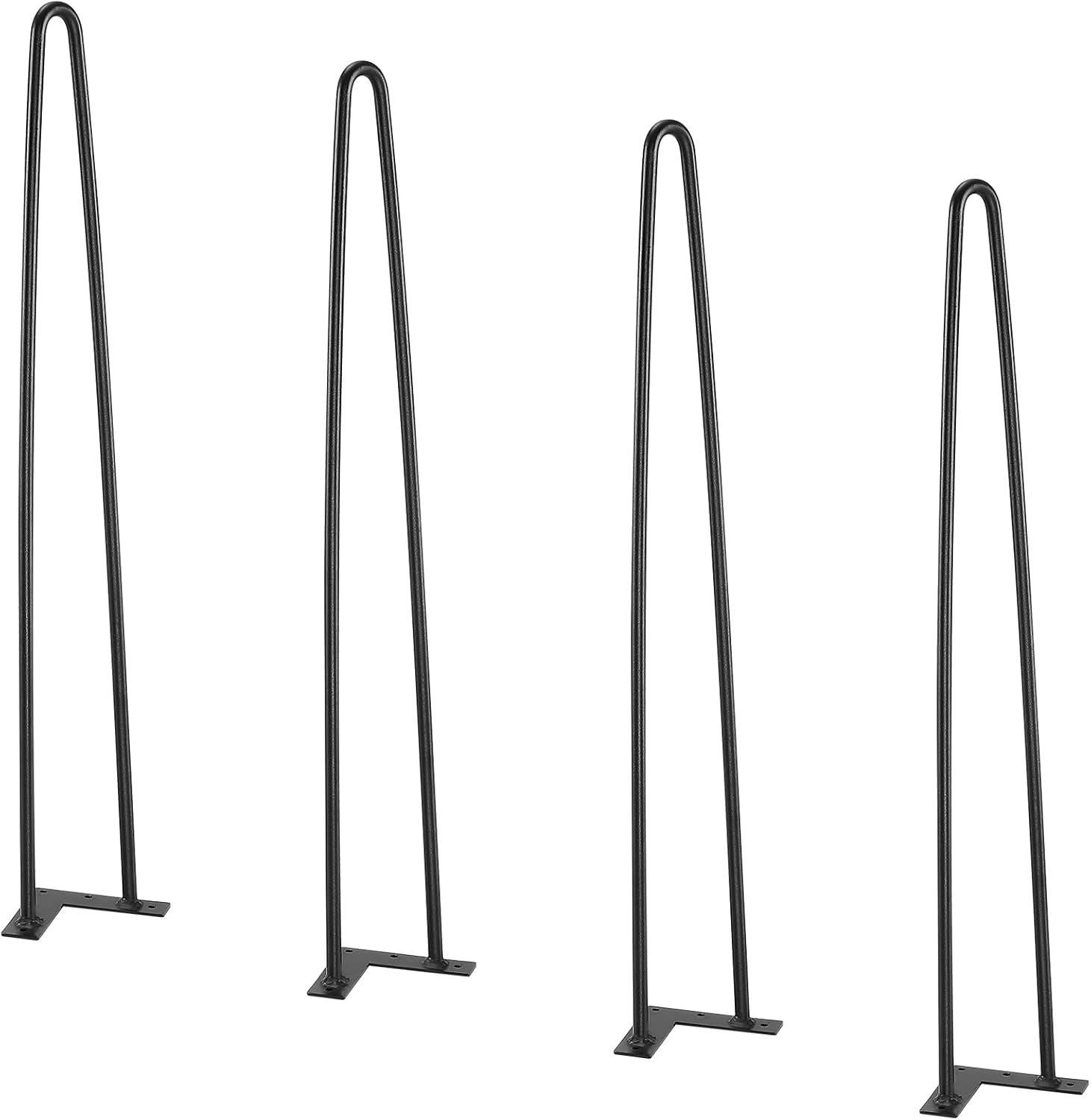 image:imageVEVOR 16 Hairpin Furniture Legs Metal Home DIY Projects for Nightstand Coffee Table Desk 500lbs Load Capacity with Rubber Floor Protectors Metal Heavy Duty Sturdy Modern Table Legs 4PCS BlackHairpin2 rods solid