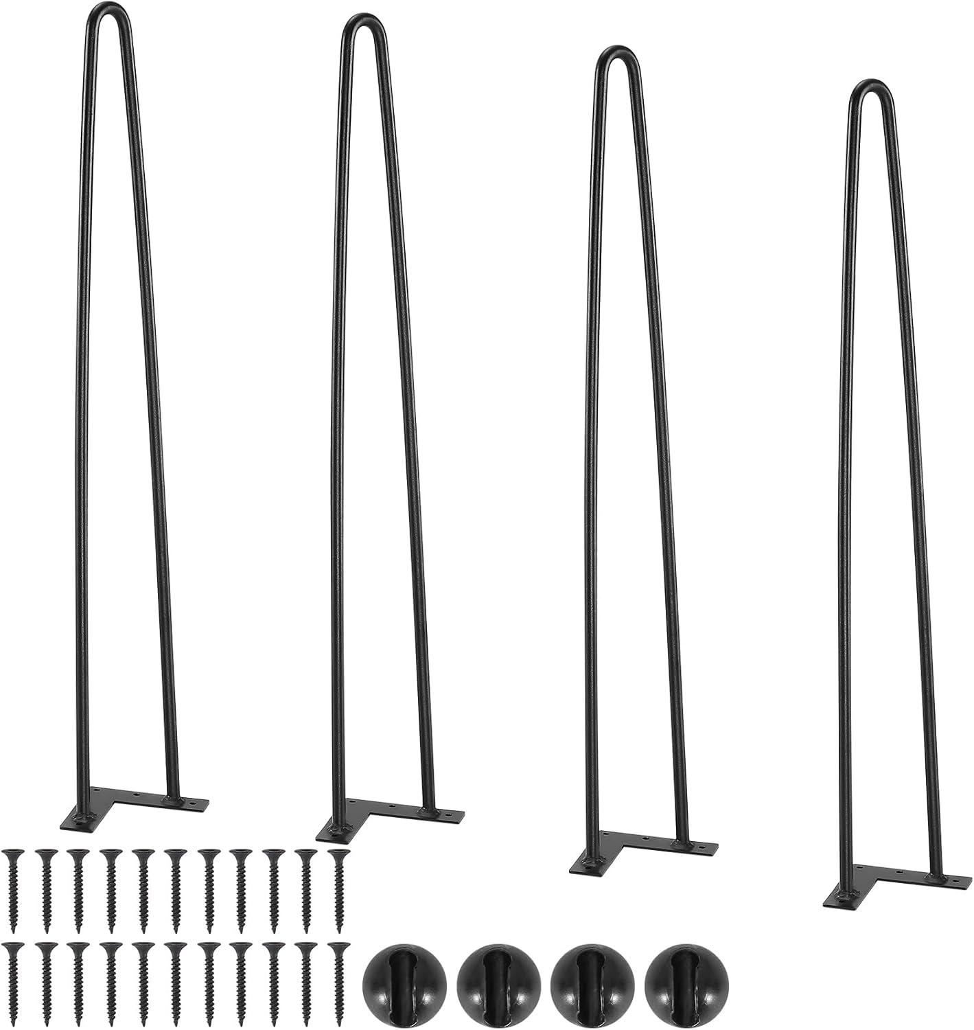 image:imageVEVOR 16 Hairpin Furniture Legs Metal Home DIY Projects for Nightstand Coffee Table Desk 500lbs Load Capacity with Rubber Floor Protectors Metal Heavy Duty Sturdy Modern Table Legs 4PCS BlackHairpin2 rods solid