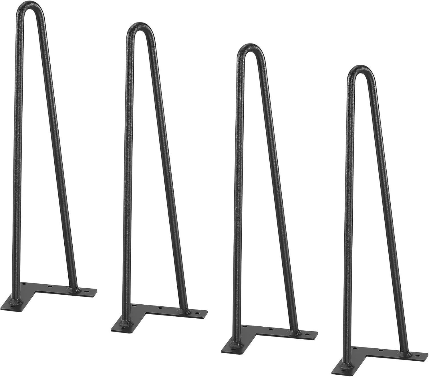 image:imageVEVOR 16 Hairpin Furniture Legs Metal Home DIY Projects for Nightstand Coffee Table Desk 500lbs Load Capacity with Rubber Floor Protectors Metal Heavy Duty Sturdy Modern Table Legs 4PCS BlackHairpin2 rods solid