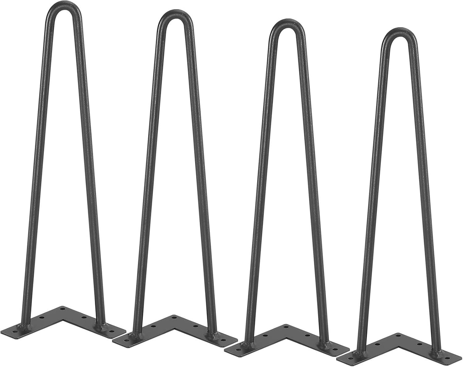 image:imageVEVOR 16 Hairpin Furniture Legs Metal Home DIY Projects for Nightstand Coffee Table Desk 500lbs Load Capacity with Rubber Floor Protectors Metal Heavy Duty Sturdy Modern Table Legs 4PCS BlackHairpin2 rods solid