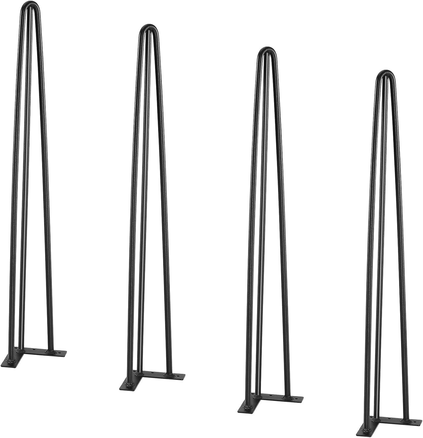 image:imageVEVOR 16 Hairpin Furniture Legs Metal Home DIY Projects for Nightstand Coffee Table Desk 500lbs Load Capacity with Rubber Floor Protectors Metal Heavy Duty Sturdy Modern Table Legs 4PCS BlackHairpin3 rods solid
