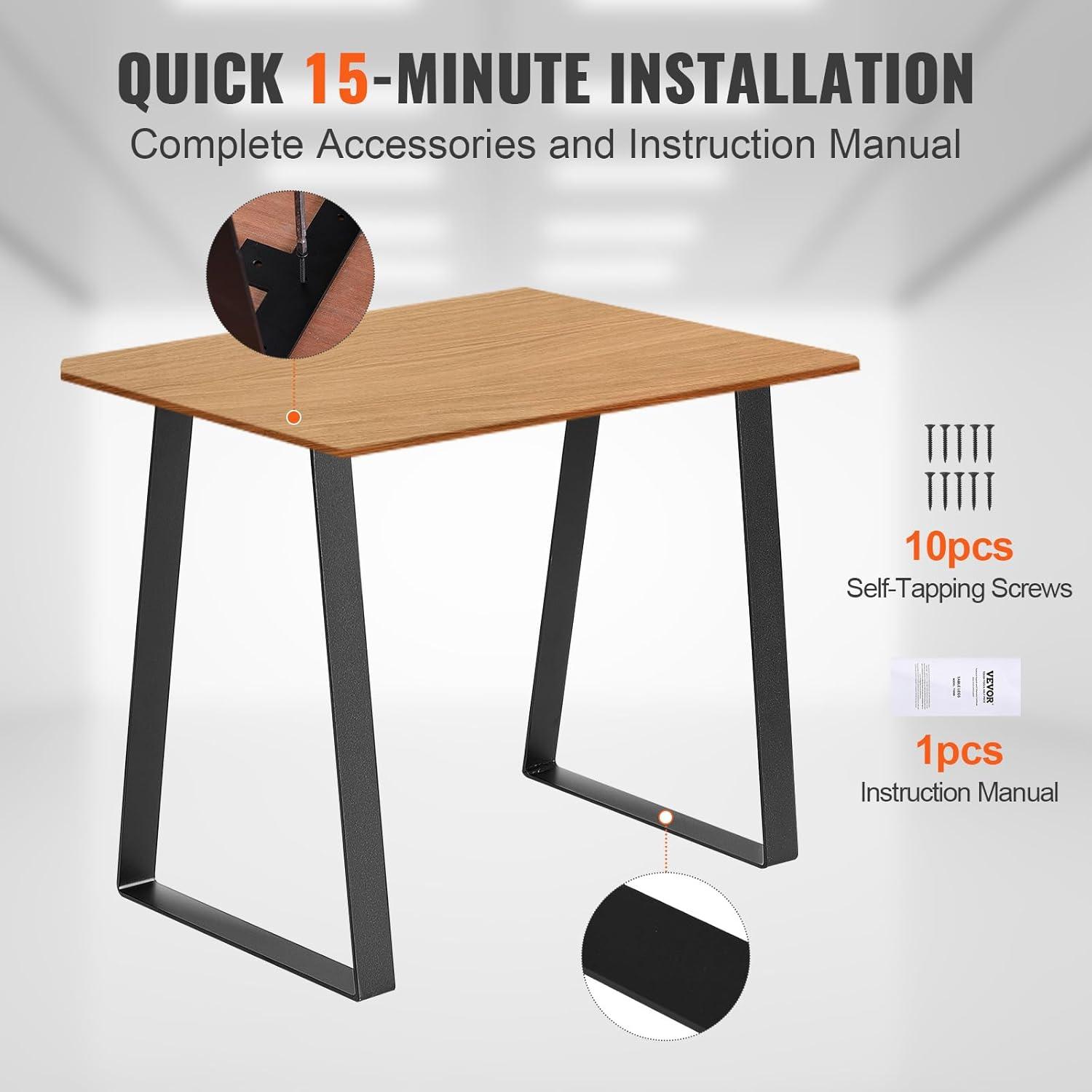 image:imageVEVOR 16 inch Trapezoid Steel Table Legs Replacement Furniture Legs Set of 2 for DIY Coffee Tables Modern Desks Bench Night Stands Sofa Max Load 400 lbs Heavy Duty Quick Instalation Legs BlackModern