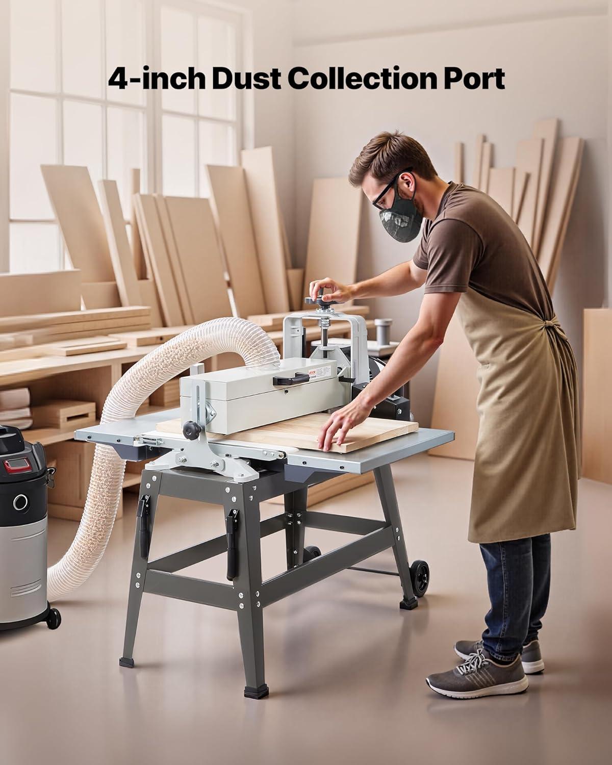 image:imageVEVOR 22 Drum Sander with Stand amp Extension Tables 175HP 1440RPM Dual Motor Drum Sander for Woodworking Variable Speed Conveyor Belt 4 Dust Collection Port for Cabinet amp Furniture Finishing