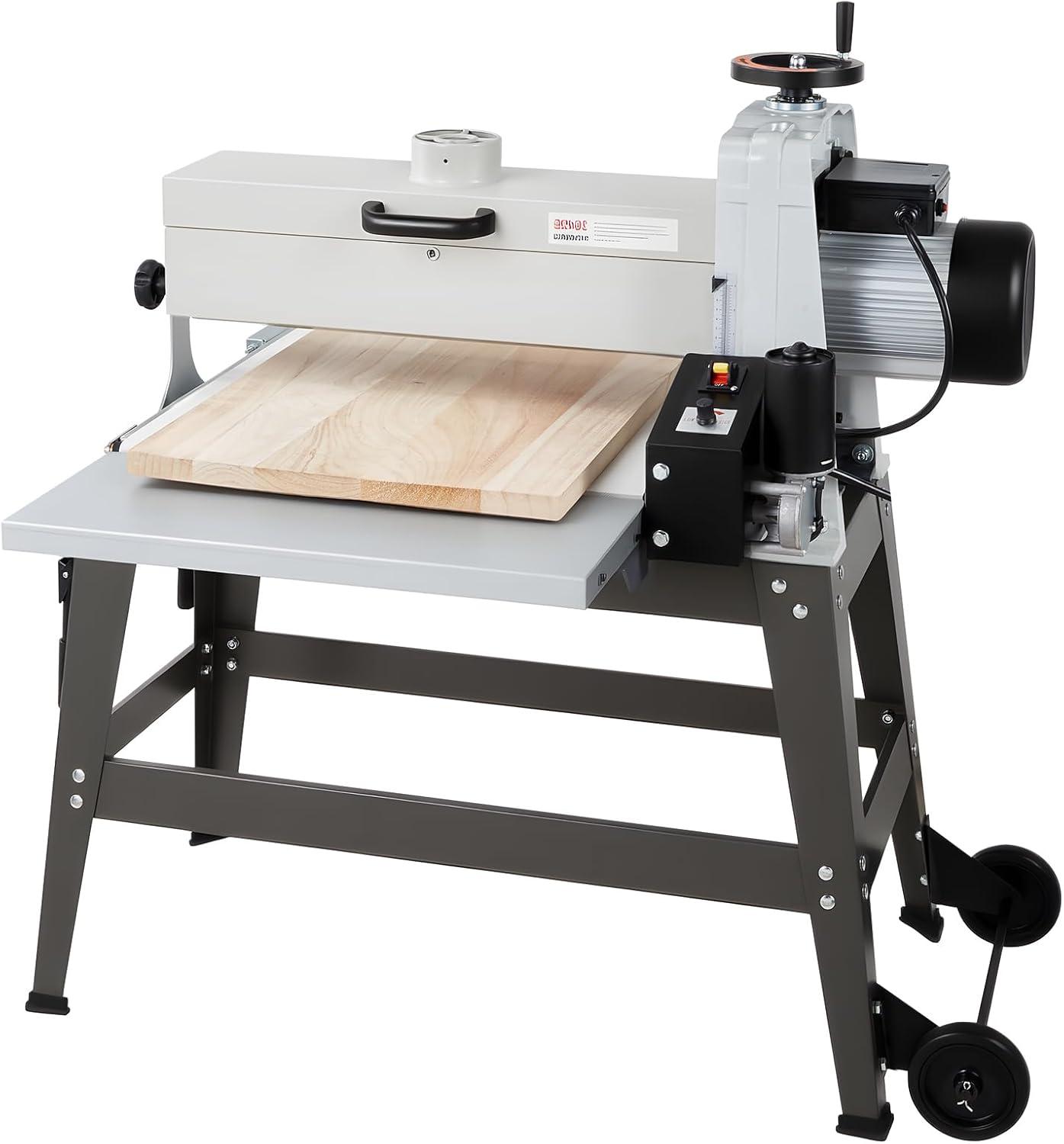 image:imageVEVOR 22 Drum Sander with Stand amp Extension Tables 175HP 1440RPM Dual Motor Drum Sander for Woodworking Variable Speed Conveyor Belt 4 Dust Collection Port for Cabinet amp Furniture Finishing