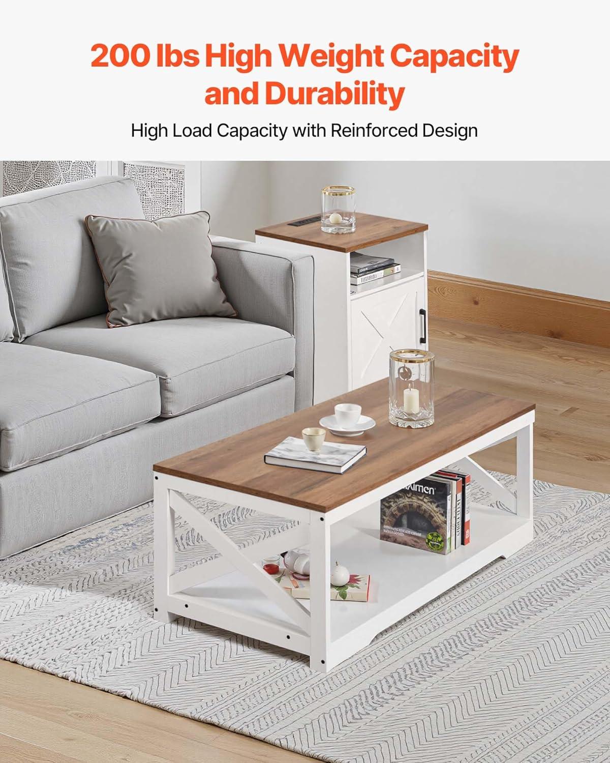 image:imageVEVOR 3 Pieces Farmhouse Coffee Table Sets 40 Inch Industrial Coffee Table with 2 End Tables Easy Assembly Coffee and Side Tables Sets with Charging Station for Office Living Room amp Apartment3 Pieces