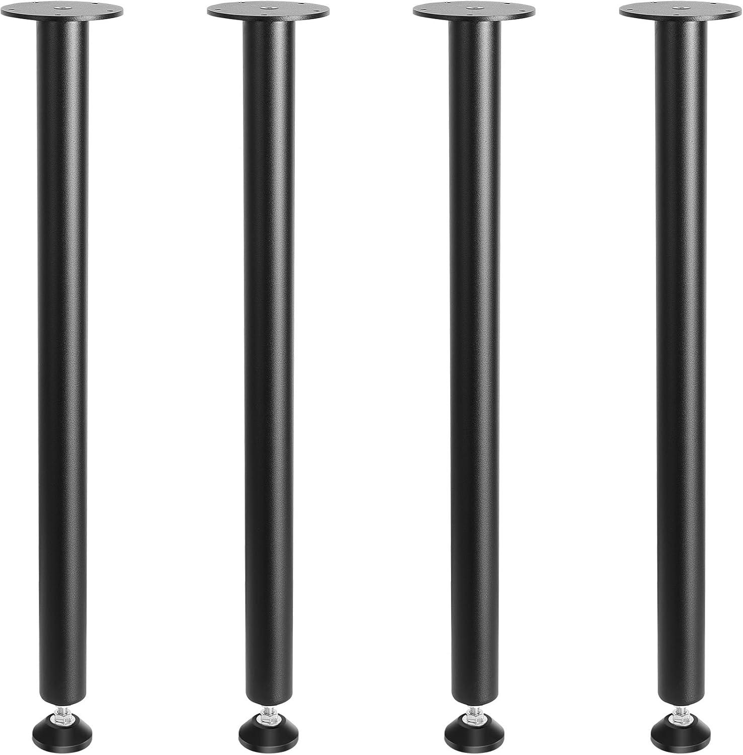 image:imageVEVOR 30 Inch Adjustable Desk Legs Reinforced Steel Office Table Furniture Set of 4 for DIY 1200 lbs Load Capacity Heavy Duty Quick Installation with Adjustable Foot Cup Black28 inchStraight