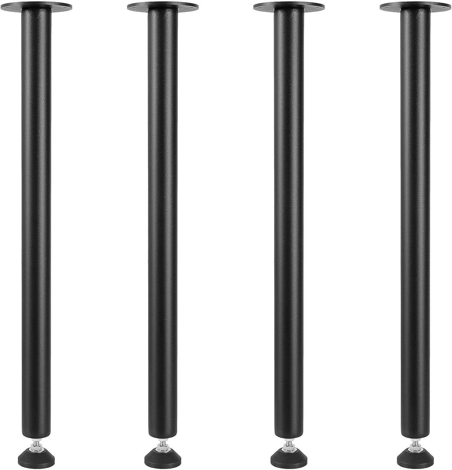 image:imageVEVOR 30 Inch Adjustable Desk Legs Reinforced Steel Office Table Furniture Set of 4 for DIY 1200 lbs Load Capacity Heavy Duty Quick Installation with Adjustable Foot Cup Black28 inchStraight