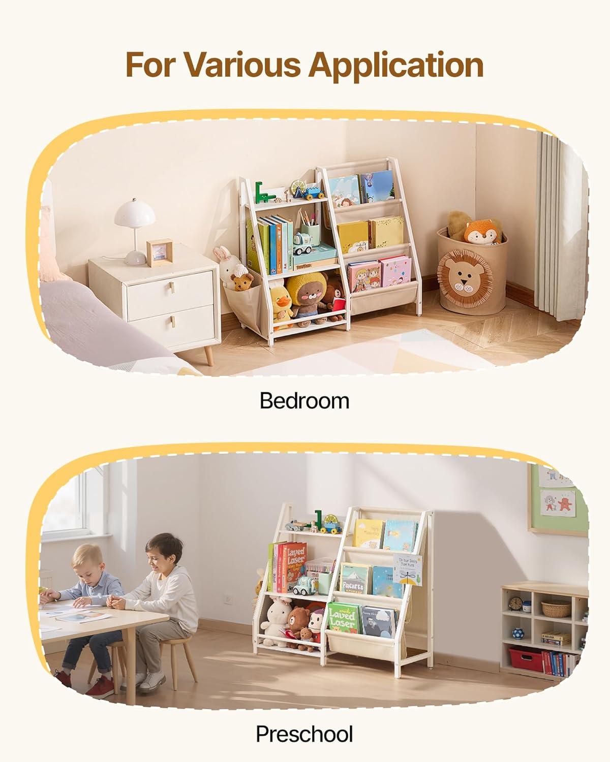 image:imageVEVOR 3Tier Kids Bookshelf Toy Storage Organizer for Toddler Book Shelf for Kids Rooms with Sling Book Rack and Storage Bag Kids Storage Book Shelves for Kids Room Playroom Kindergarten NurseryKids Bookshelf With Toy Storage
