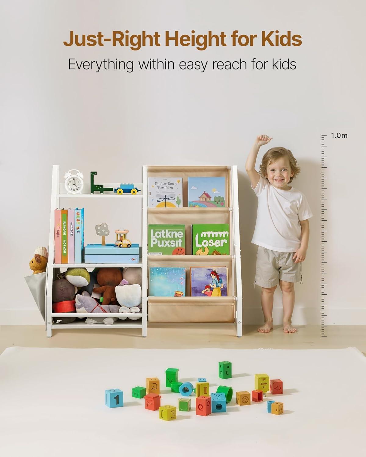 image:imageVEVOR 3Tier Kids Bookshelf Toy Storage Organizer for Toddler Book Shelf for Kids Rooms with Sling Book Rack and Storage Bag Kids Storage Book Shelves for Kids Room Playroom Kindergarten NurseryKids Bookshelf With Toy Storage