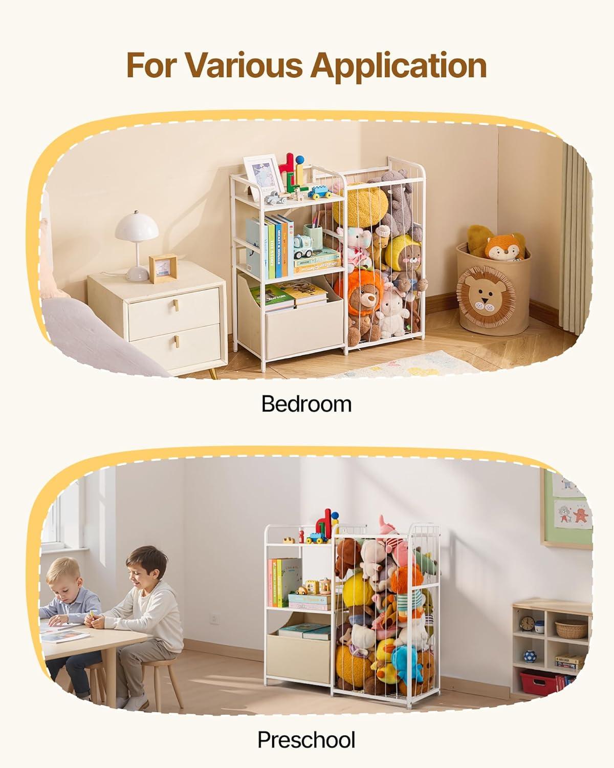 image:imageVEVOR 3Tier Kids Bookshelf Toy Storage Organizer for Toddler Book Shelf for Kids Rooms with Sling Book Rack and Storage Bag Kids Storage Book Shelves for Kids Room Playroom Kindergarten NurseryToy Organizer With Fabric Drawer