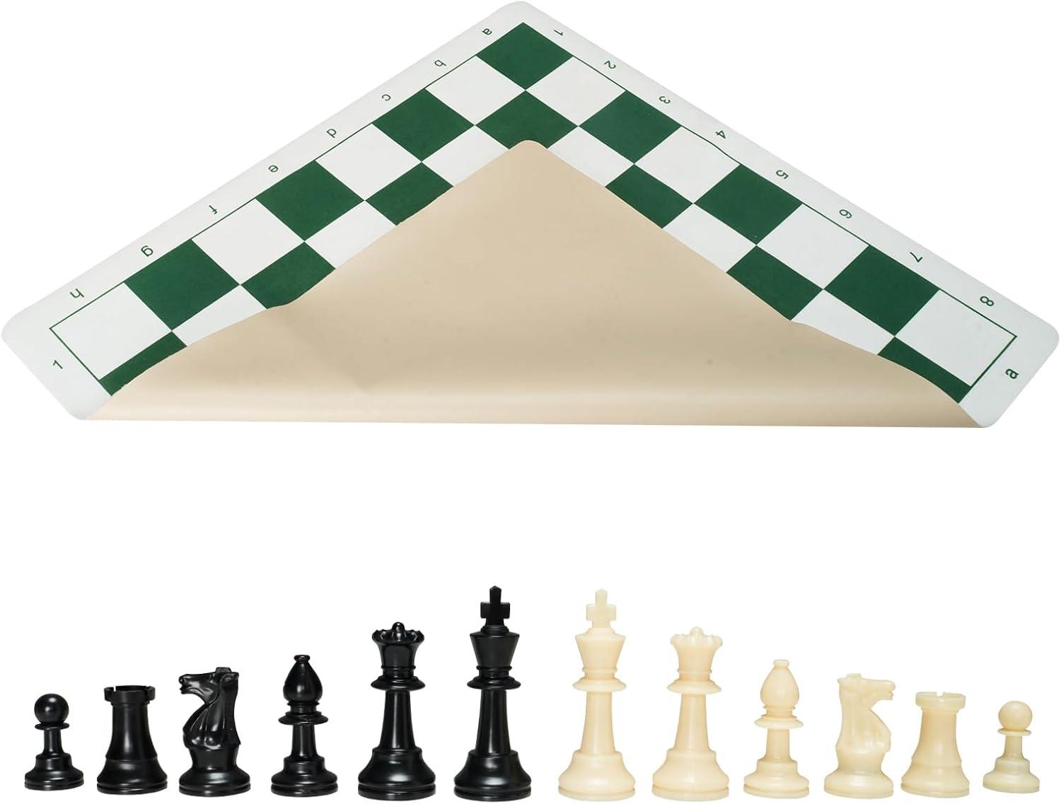 image:imageVEVOR 3in1 Chess Checkers Backgammon Table Set 18 Inch Premium Wooden Chess Table Deluxe Combo Game Table Furniture Set Chess Set Board Game Gift for Family Board GamesWhiteBlack