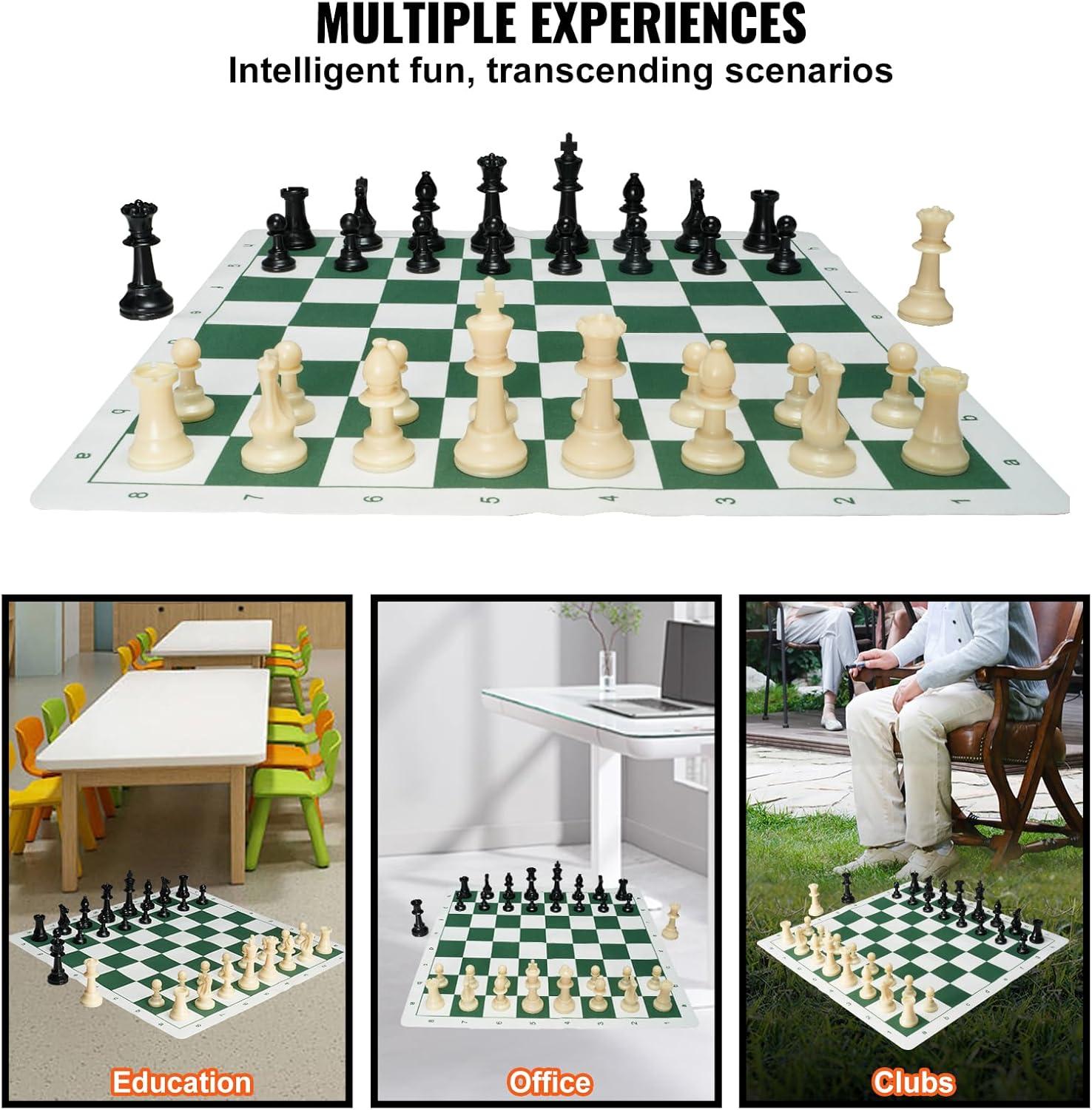 image:imageVEVOR 3in1 Chess Checkers Backgammon Table Set 18 Inch Premium Wooden Chess Table Deluxe Combo Game Table Furniture Set Chess Set Board Game Gift for Family Board GamesWhiteBlack