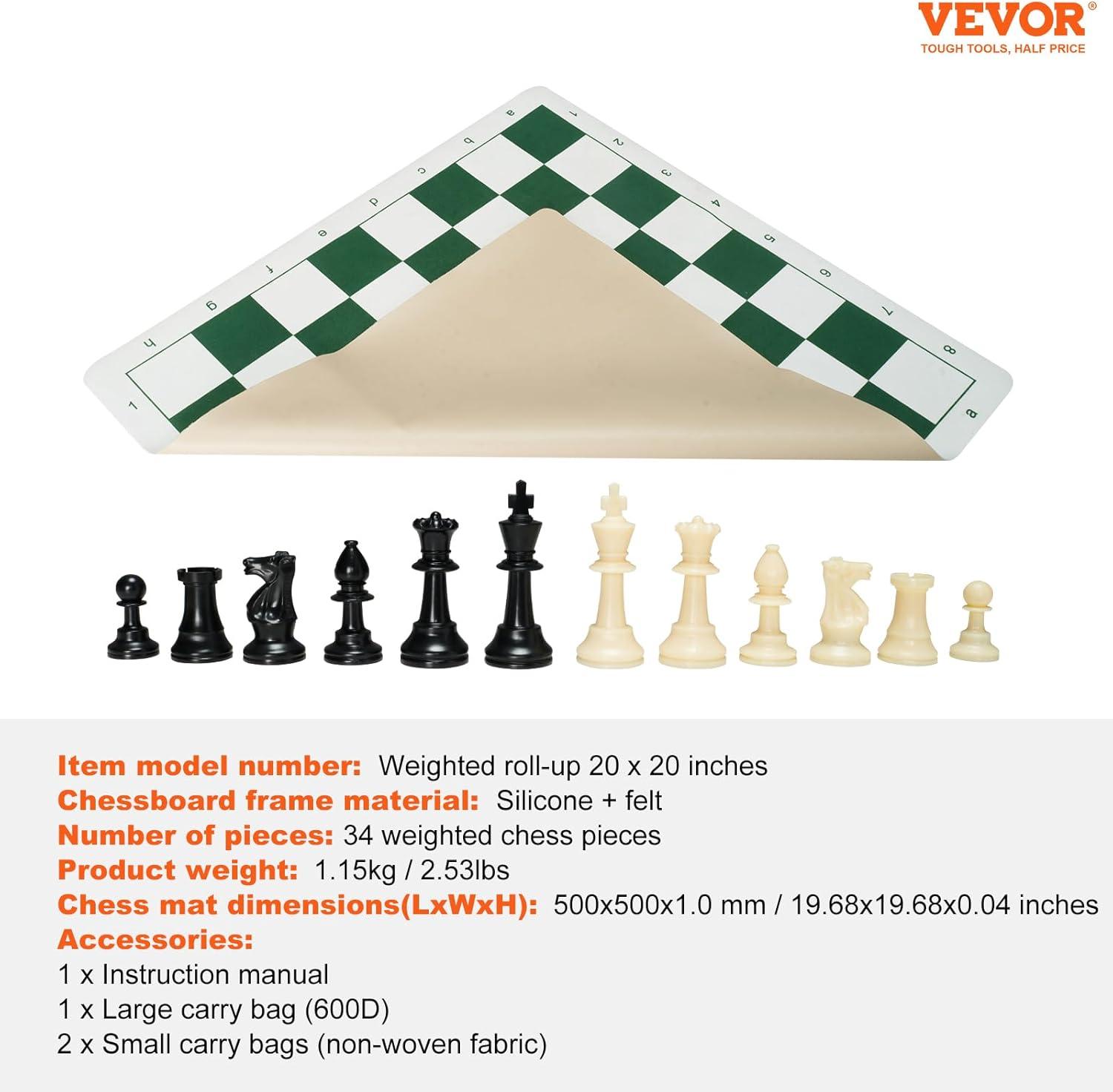 image:imageVEVOR 3in1 Chess Checkers Backgammon Table Set 18 Inch Premium Wooden Chess Table Deluxe Combo Game Table Furniture Set Chess Set Board Game Gift for Family Board GamesWhiteBlack