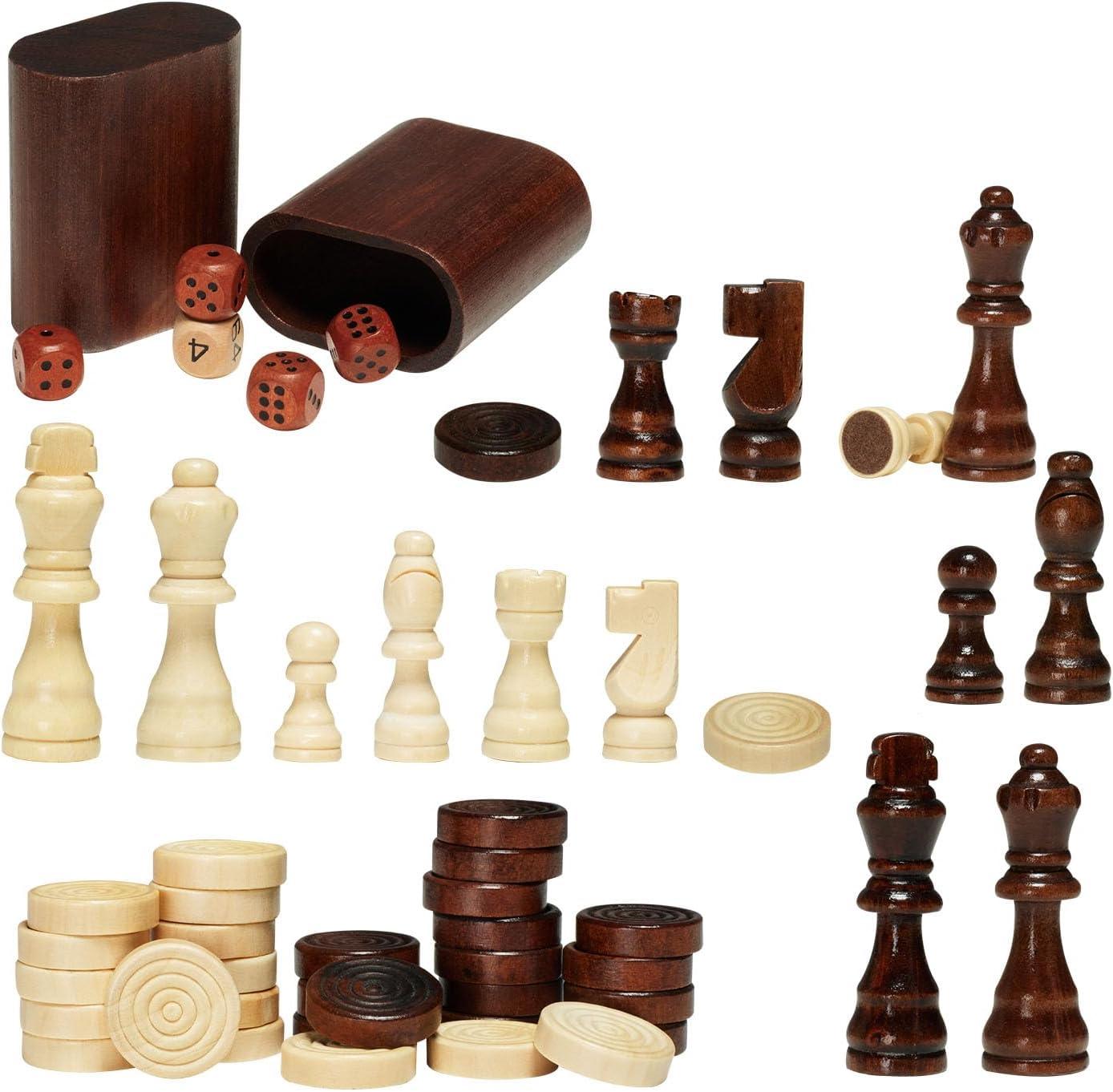 image:imageVEVOR 3in1 Chess Checkers Backgammon Table Set 18 Inch Premium Wooden Chess Table Deluxe Combo Game Table Furniture Set Chess Set Board Game Gift for Family Board GamesBrown