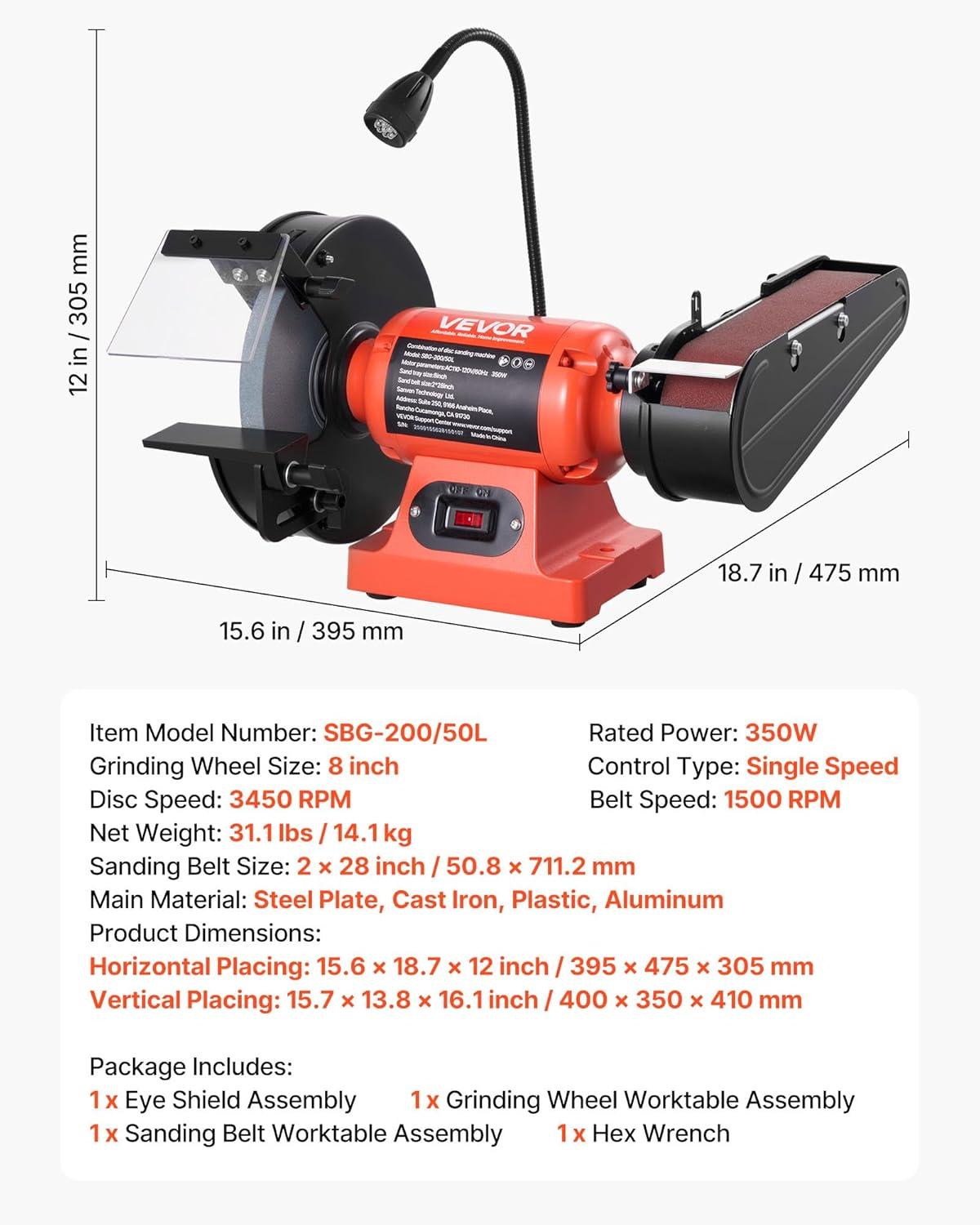 image:imageVEVOR 5 Disc Sander amp 1 x 30 Belt Sander 250W Benchtop Belt Disc Sanders Combo with 045 Adjustable Worktable amp Dust Collection Ports for Woodworking Furniture Refinishing DIY Crafting8 Disc 2 x 28 Belt Sander Combo