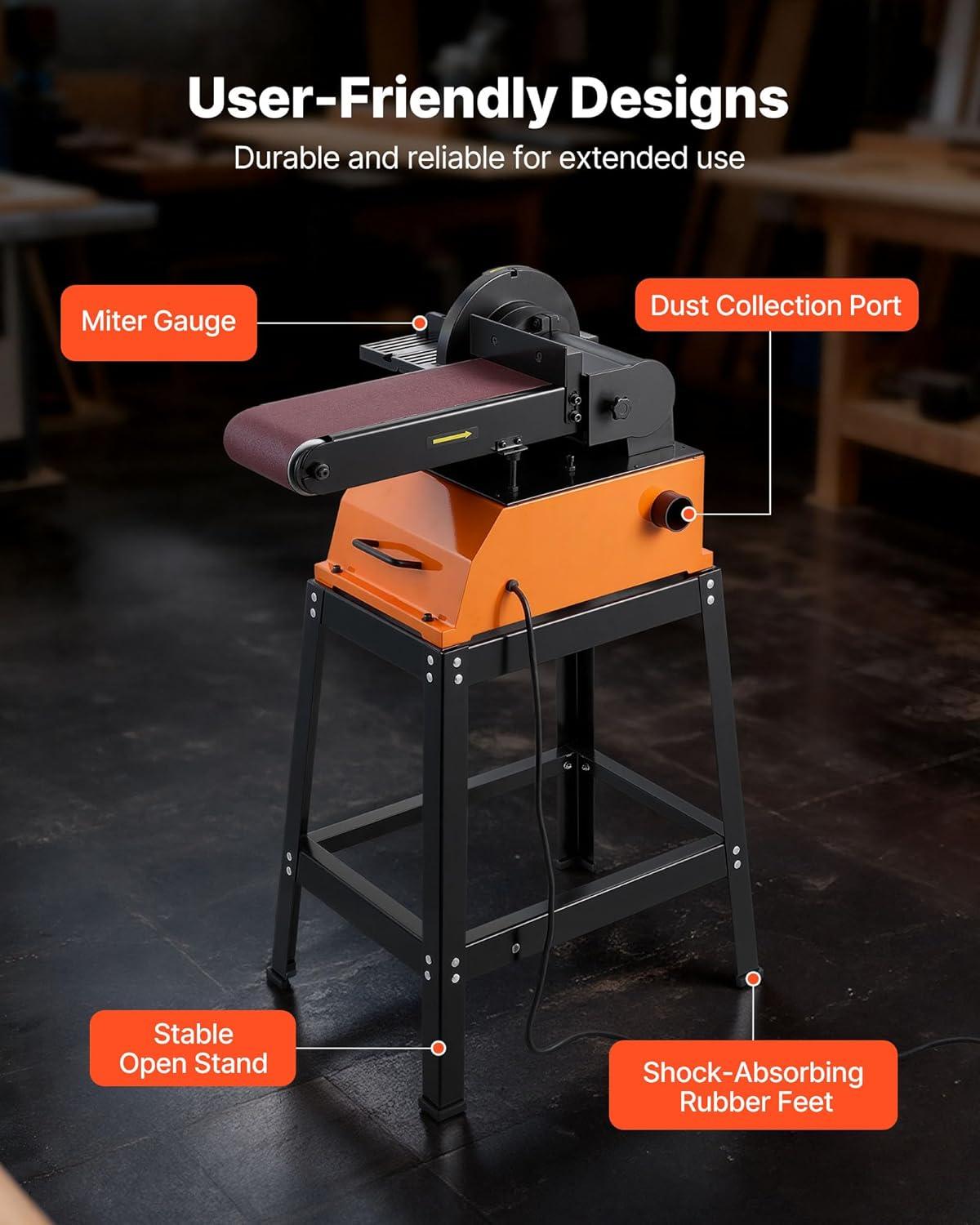 image:imageVEVOR 5 Disc Sander amp 1 x 30 Belt Sander 250W Benchtop Belt Disc Sanders Combo with 045 Adjustable Worktable amp Dust Collection Ports for Woodworking Furniture Refinishing DIY Crafting9 Disc 6 x 48 Belt Sander Combo