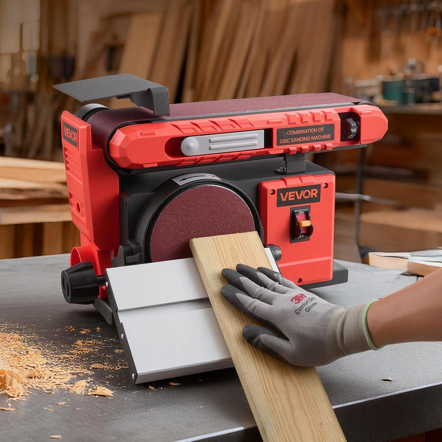 image:imageVEVOR 5 Disc Sander amp 1 x 30 Belt Sander 250W Benchtop Belt Disc Sanders Combo with 045 Adjustable Worktable amp Dust Collection Ports for Woodworking Furniture Refinishing DIY Crafting6 Disc 4 x 36 Belt Sander Combo